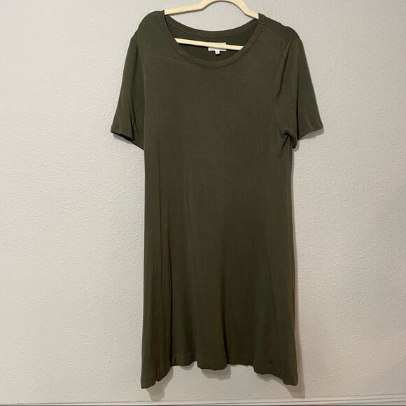 Lou & Grey Green Short Sleeve Tee Shirt Dress Womens M Mini Fall Stretch Casual - Picture 1 of 6